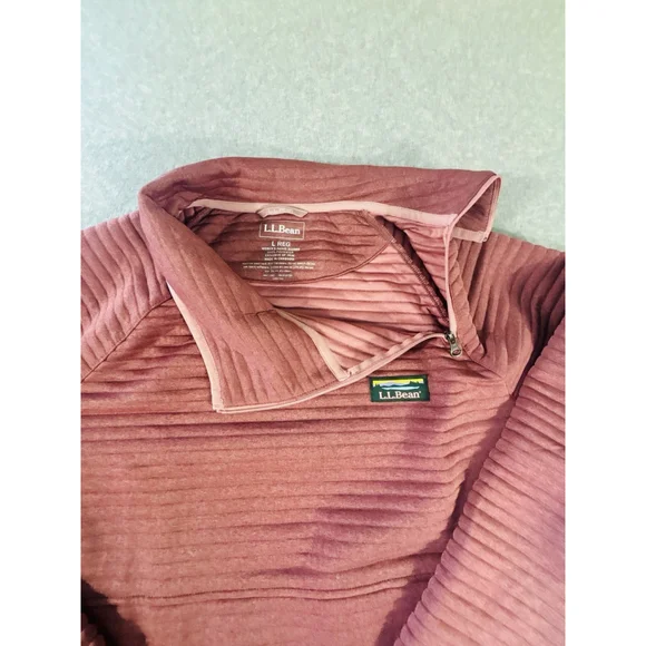 LL Bean Womens Large Pullover Lot 2 Quarter Zip Fleece Outdoor Pink Blue - Picture 5 of 15